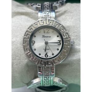 Geneva Platinum Silver Tone Women’s Cuff Watch